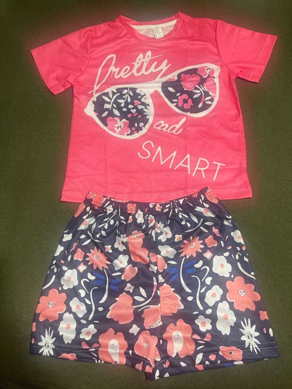 Girls' Pink 'Pretty and Smart' Two-Piece shorts set